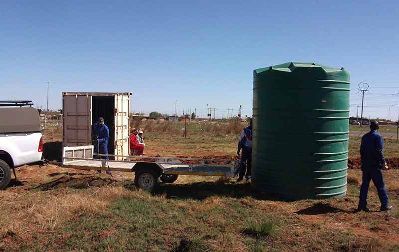 Borehole water testing equipment in action.